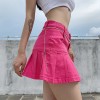 Y2K Denim Mini Pleated Skirt Women Ruffles High Waist Jeans Skirts 