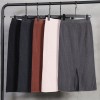 Women Office Skirt Warm Knitted Pencil Skirts  High Waist Elegant Long Skirt