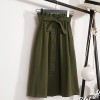 Womens Midi Knee Length Korean Elegant Button High Waist Skirt Pleated Skirts 