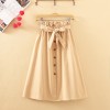 Womens Midi Knee Length Korean Elegant Button High Waist Skirt Pleated Skirts 