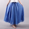 Women Linen Cotton Long Skirts Elastic Waist Pleated Maxi Skirts Beach Boho Vintage Skirts 