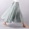 Women Linen Cotton Long Skirts Elastic Waist Pleated Maxi Skirts Beach Boho Vintage Skirts 