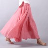 Women Linen Cotton Long Skirts Elastic Waist Pleated Maxi Skirts Beach Boho Vintage Skirts 