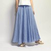 Women Linen Cotton Long Skirts Elastic Waist Pleated Maxi Skirts Beach Boho Vintage Skirts 