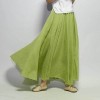 Women Linen Cotton Long Skirts Elastic Waist Pleated Maxi Skirts Beach Boho Vintage Skirts 