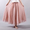 Women Linen Cotton Long Skirts Elastic Waist Pleated Maxi Skirts Beach Boho Vintage Skirts 