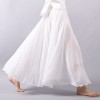 Women Linen Cotton Long Skirts Elastic Waist Pleated Maxi Skirts Beach Boho Vintage Skirts 