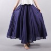 Women Linen Cotton Long Skirts Elastic Waist Pleated Maxi Skirts Beach Boho Vintage Skirts 