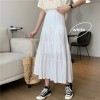 Women Chiffon Skirts Vintage High-Waisted Elastic Patchwork Chic Long Cake A-Line Skirt 
