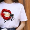 Lips Leopard Graphic T Shirt Tops Base O-neckBlack Tees Kiss Leopard Lip Funny Tshirt