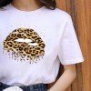 Lips Leopard Graphic T Shirt Tops Base O-neckBlack Tees Kiss Leopard Lip Funny Tshirt