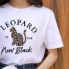 Lips Leopard Graphic T Shirt Tops Base O-neckBlack Tees Kiss Leopard Lip Funny Tshirt