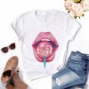 Women Plus Size Tops Graphic Tees Lips Kawaii T-shirt Clothes Girl Mouse T Shirt 