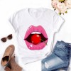Women Plus Size Tops Graphic Tees Lips Kawaii T-shirt Clothes Girl Mouse T Shirt 
