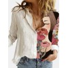 Turn Down Collar Long Sleeve Blouse Women Shirts Print Office Button Shirt Tops