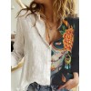 Turn Down Collar Long Sleeve Blouse Women Shirts Print Office Button Shirt Tops