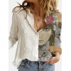 Turn Down Collar Long Sleeve Blouse Women Shirts Print Office Button Shirt Tops