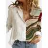 Turn Down Collar Long Sleeve Blouse Women Shirts Print Office Button Shirt Tops