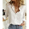 Turn Down Collar Long Sleeve Blouse Women Shirts Print Office Button Shirt Tops