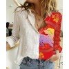 Turn Down Collar Long Sleeve Blouse Women Shirts Print Office Button Shirt Tops