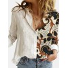 Turn Down Collar Long Sleeve Blouse Women Shirts Print Office Button Shirt Tops