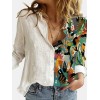 Turn Down Collar Long Sleeve Blouse Women Shirts Print Office Button Shirt Tops