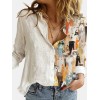 Turn Down Collar Long Sleeve Blouse Women Shirts Print Office Button Shirt Tops