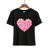 Heart Print T Shirt Women Short Sleeve O Neck Loose Camisetas Mujer Tshirt Tops 