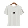 Heart Print T Shirt Women Short Sleeve O Neck Loose Camisetas Mujer Tshirt Tops 