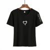 Heart Print T Shirt Women Short Sleeve O Neck Loose Camisetas Mujer Tshirt Tops 