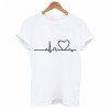 Heart Print T Shirt Women Short Sleeve O Neck Loose Camisetas Mujer Tshirt Tops 