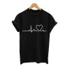 Heart Print T Shirt Women Short Sleeve O Neck Loose Camisetas Mujer Tshirt Tops 