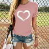 Heart Print T Shirt Women Short Sleeve O Neck Loose Camisetas Mujer Tshirt Tops 