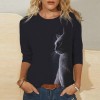 Women Clothes Casual  Women's Clothing Funny Cute Cat 3D Print Long Sleeve T-Shirts 