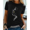 Women Clothes Casual  Women's Clothing Funny Cute Cat 3D Print Long Sleeve T-Shirts 