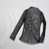 Women Fishnet Mesh See-through Black shirts Female Harajuku Sexy Long Sleeve Tee Tops