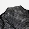 Women Fishnet Mesh See-through Black shirts Female Harajuku Sexy Long Sleeve Tee Tops