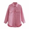 Women Vintage Oversize Plaid Shirts Streetwear Loose Shirt Elegant Outfit 