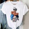 Women Striped Boys Cute Mom Crown Mother Clothes Graphic Tee T-Shirt