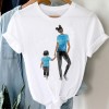 Women Striped Boys Cute Mom Crown Mother Clothes Graphic Tee T-Shirt