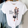 Women Striped Boys Cute Mom Crown Mother Clothes Graphic Tee T-Shirt