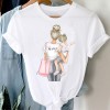 Women Striped Boys Cute Mom Crown Mother Clothes Graphic Tee T-Shirt