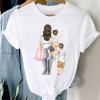 Women Striped Boys Cute Mom Crown Mother Clothes Graphic Tee T-Shirt