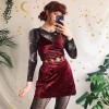 Women Sexy  Mesh Tops Long Sleeve T Shirt Transparent Sun Moon Star Print T-shirt 