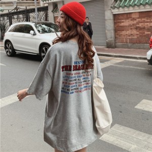 Casual Loose Basic Letter Printed All Match Oversize Wind Street Women Short T-shirts