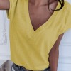 Women Patchwork Cold Shoulder T-shirt Plus Size Tops V-Neck Half Sleeve Tee Shirt 