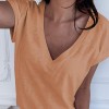 Women Patchwork Cold Shoulder T-shirt Plus Size Tops V-Neck Half Sleeve Tee Shirt 