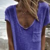 Women Patchwork Cold Shoulder T-shirt Plus Size Tops V-Neck Half Sleeve Tee Shirt 