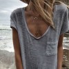 Women Patchwork Cold Shoulder T-shirt Plus Size Tops V-Neck Half Sleeve Tee Shirt 