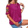 Women Patchwork Cold Shoulder T-shirt Plus Size Tops V-Neck Half Sleeve Tee Shirt 